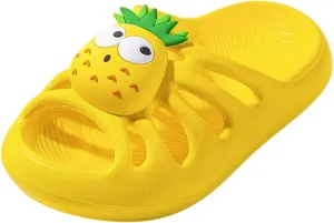 AKIWOS Toddler Sandals Girls Non-Slip Flip Flops Cute Pineapple Footbed Water Shoes Beach Pool bathroom Swimming