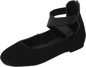 AMDBEL Flats Shoes Women Dressy Comfortable Women's Ballet Flats Shoes Crochet Knit Mesh Round Toe Slip Casual Ballet Flats
