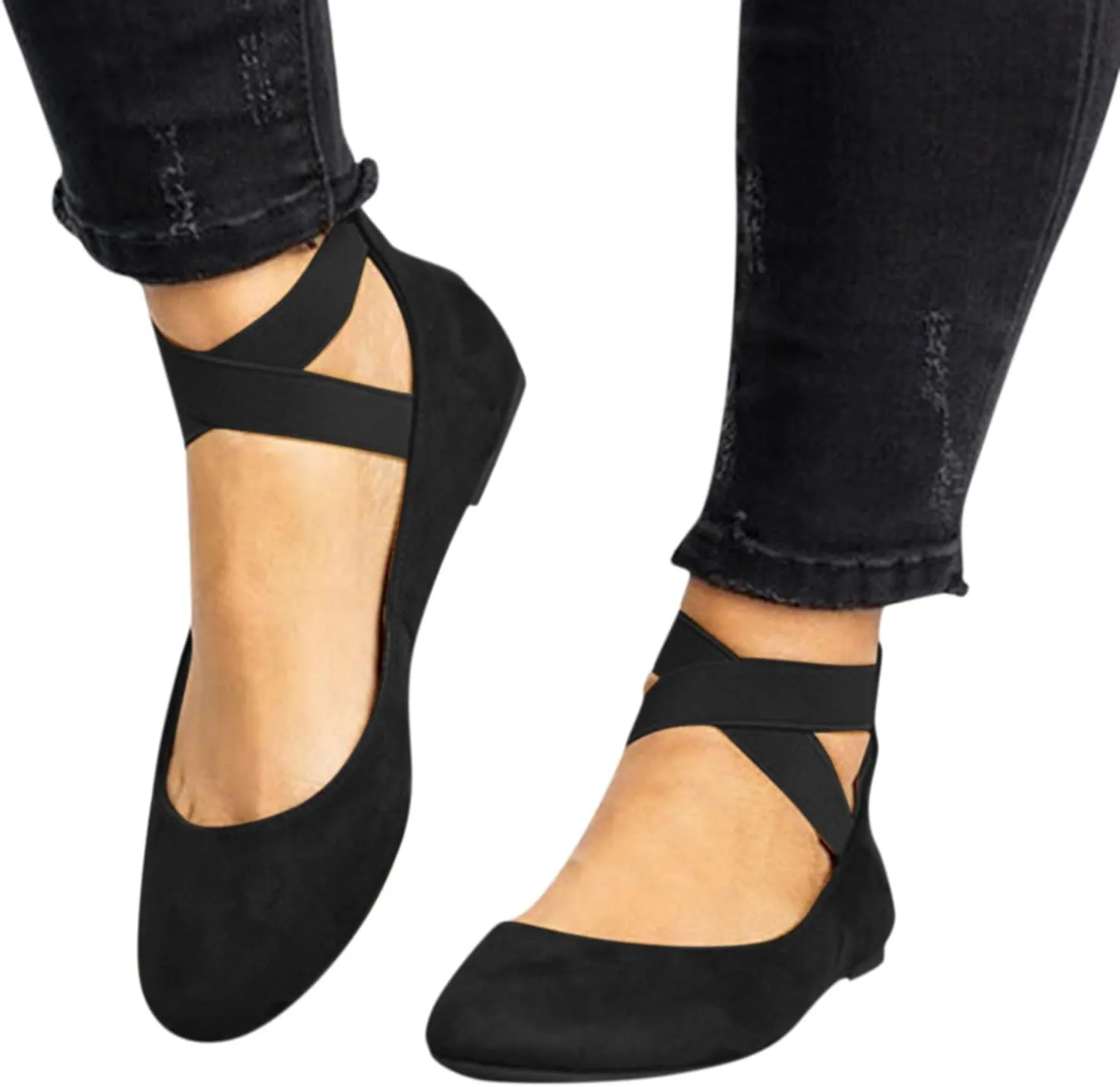 AMDBEL Flats Shoes Women Dressy Comfortable Women's Ballet Flats Shoes Crochet Knit Mesh Round Toe Slip Casual Ballet Flats