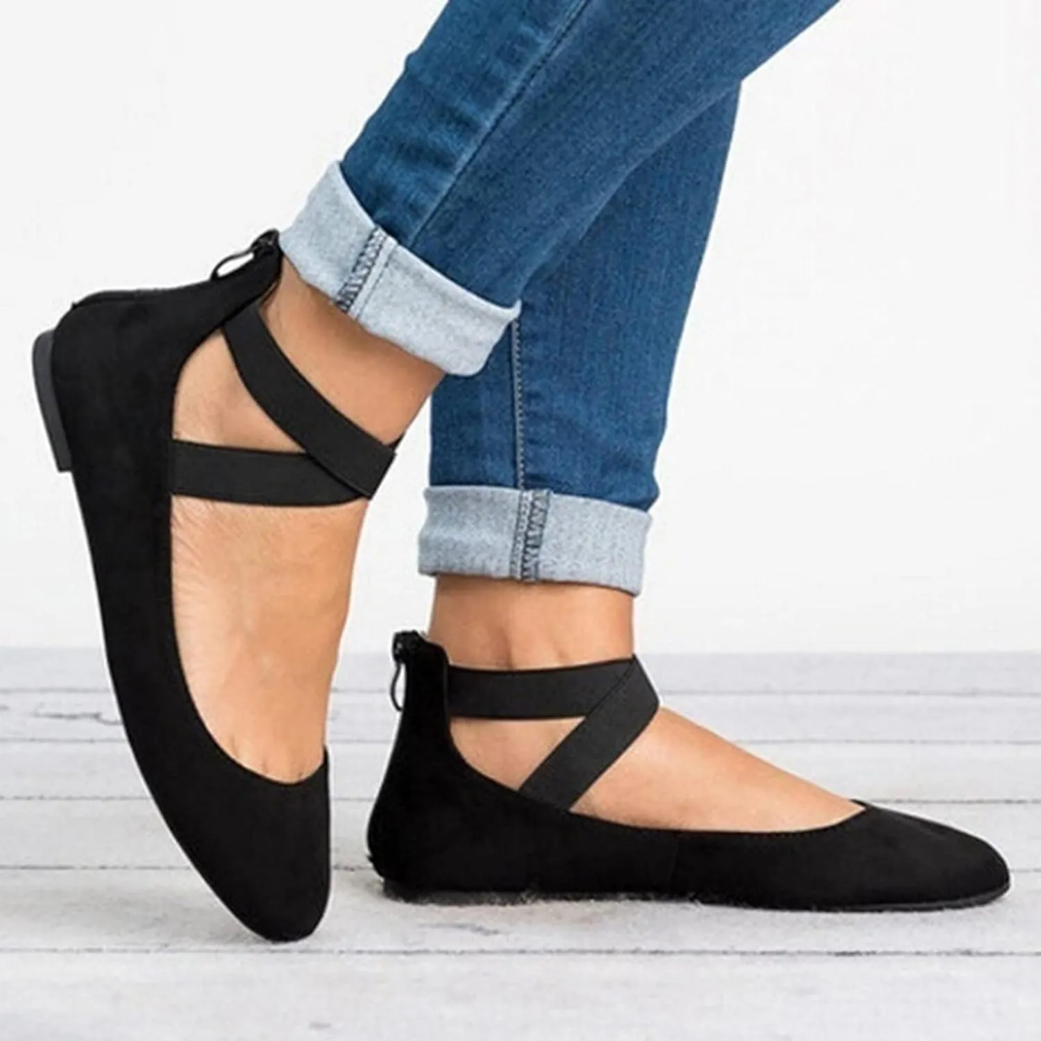 AMDBEL Flats Shoes Women Dressy Comfortable Women's Ballet Flats Shoes Crochet Knit Mesh Round Toe Slip Casual Ballet Flats