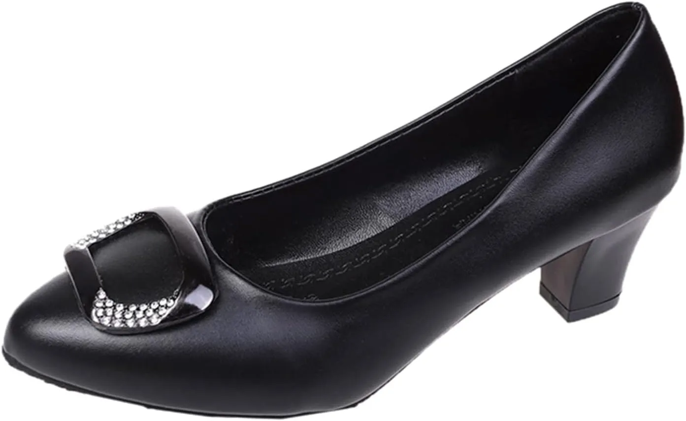 AMDBEL Pumps for Women Low Heel, Women's Elegant Comfortable Kitten Heel Dress Pump Pointed Toe Wedding Party Office Shoes