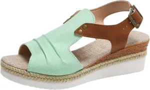 AMDBEL Wedge Sandals for Women Dressy Summer Fish Mouth Platform Espadrilles Sandals Comfy Ankle Strap Casual Sandals Shoes