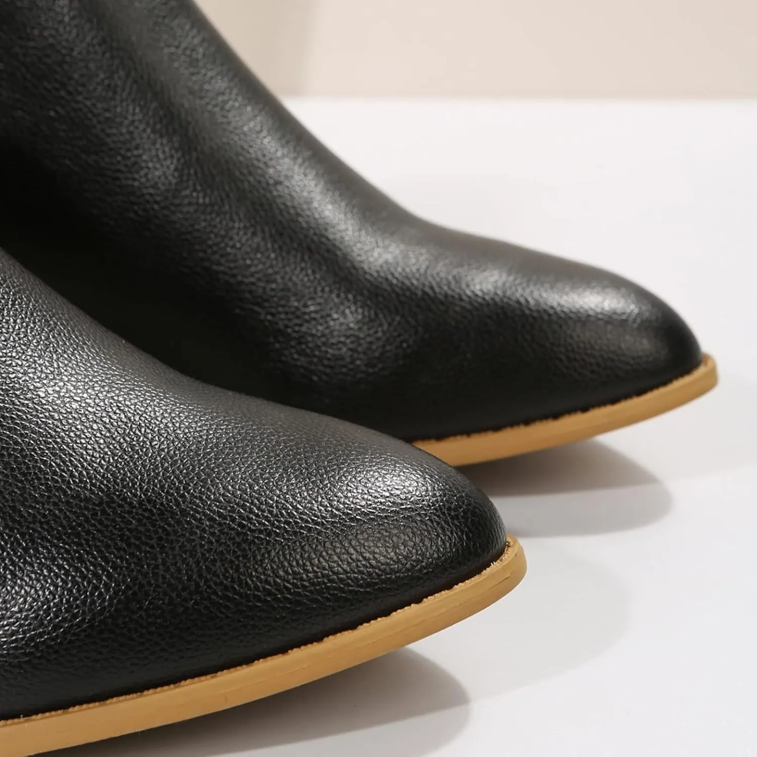 Ankle Boots for Women Arch Support,Women's Ankle Boots Fall Boots Leather Thick Heel Back Zip Women Low Chunky Heeled Booties Slip on Western Booties Fashion Cut Out Short Boots