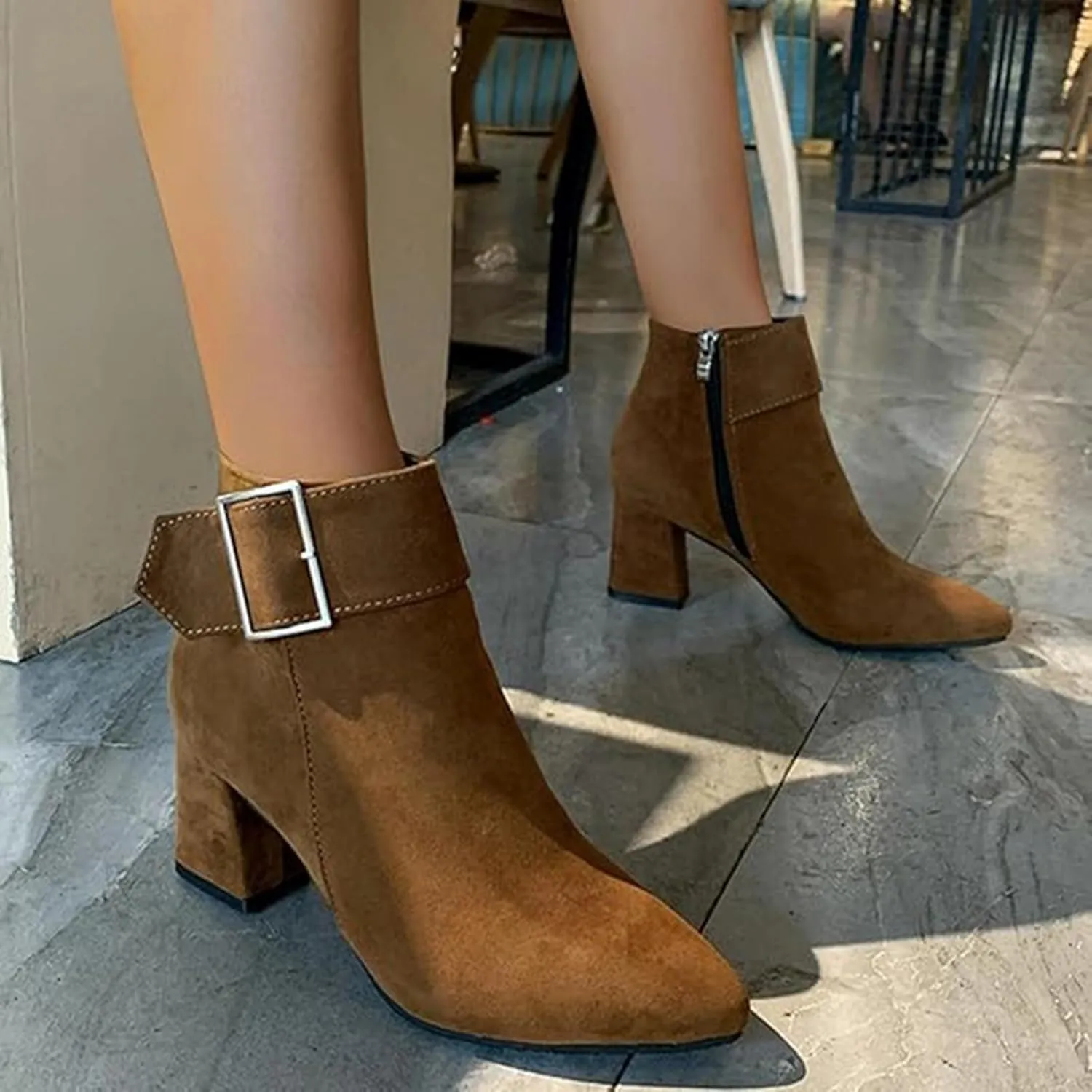 Ankle Boots for Women Fall Winter Wedge Boots Chelsea Booties Side Zipper Pointed Toe Vintage Blocked Mid Heel Bow
