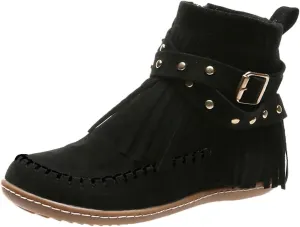 Ankle Boots for Women, Winter Fall Wedge Non Slip Ankle Booties With Side Zip Low Heels Leather Lace Up Short Walking Boots
