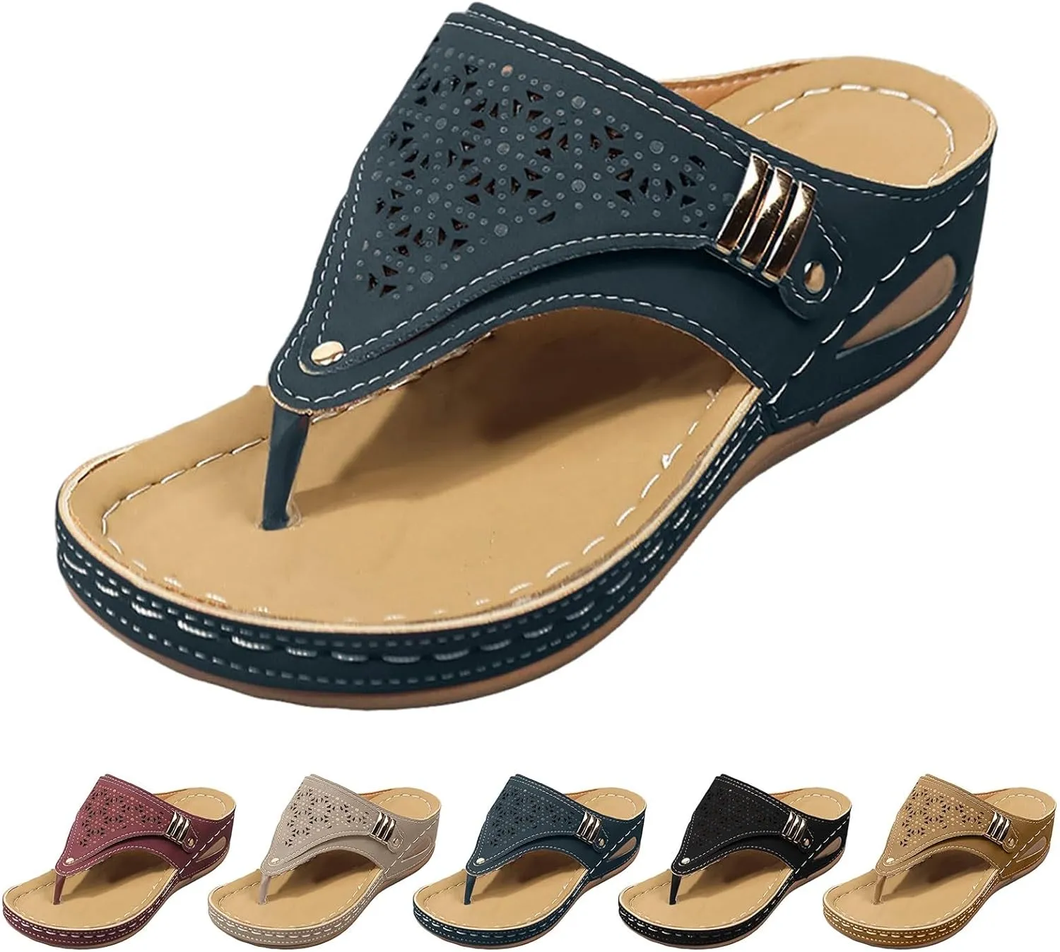 Avylays Orthopedic Sandals for Women,Breathable Mesh Sports Sandals With Non-Slip Sole,Wedge Heel Thick-Soled Sandals