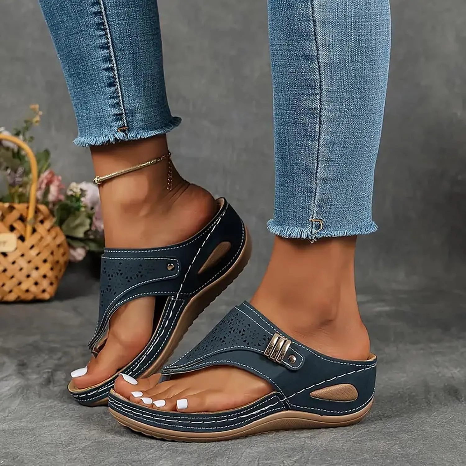 Avylays Orthopedic Sandals for Women,Breathable Mesh Sports Sandals With Non-Slip Sole,Wedge Heel Thick-Soled Sandals