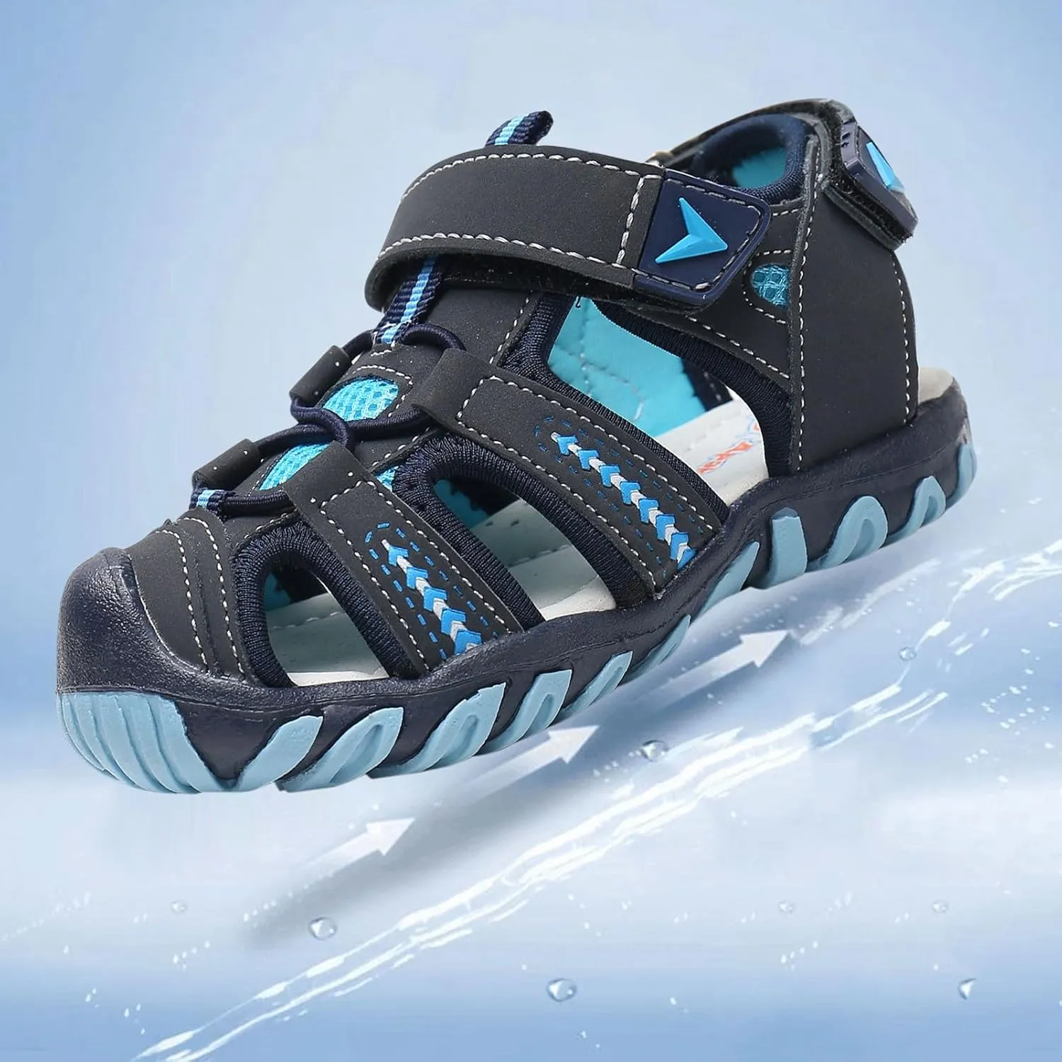 Baby Boy Squeaky Sandals Rubber Sole Closed-Toe Non-Slip Sandals Toddler Soft Sport Walking Shoes Tween Beach Shoes