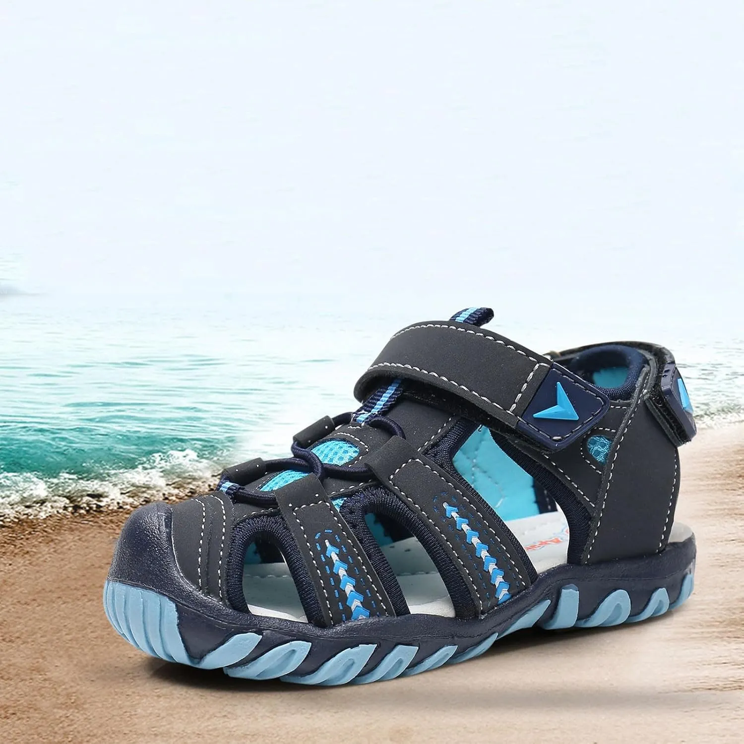 Baby Boy Squeaky Sandals Rubber Sole Closed-Toe Non-Slip Sandals Toddler Soft Sport Walking Shoes Tween Beach Shoes