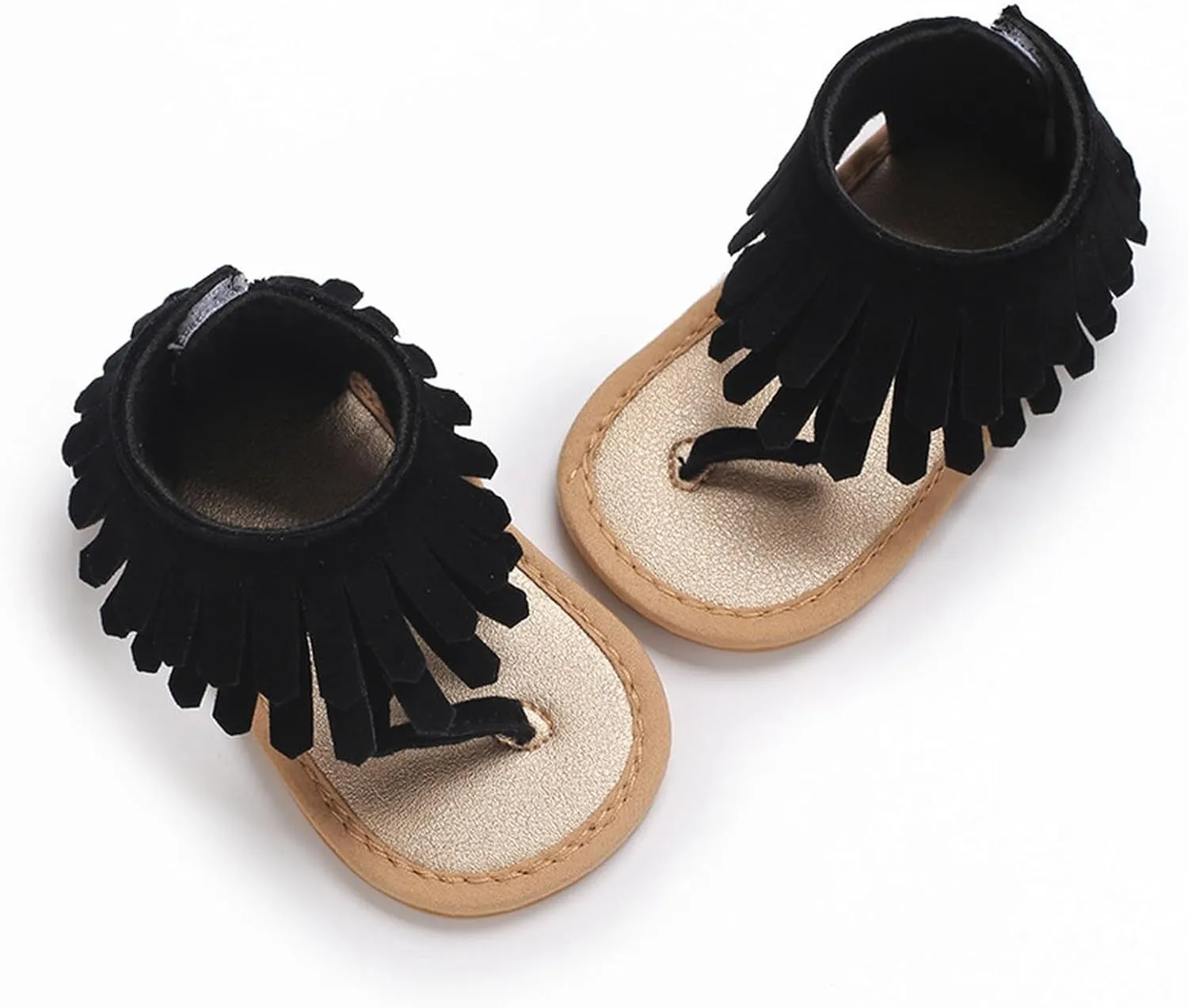 Baby Girls Boho Sandals Soft Sole Open Toe Flip Flops Kids Breathable Beach Flats Ankle Tassel Hook Loop Summer Shoes