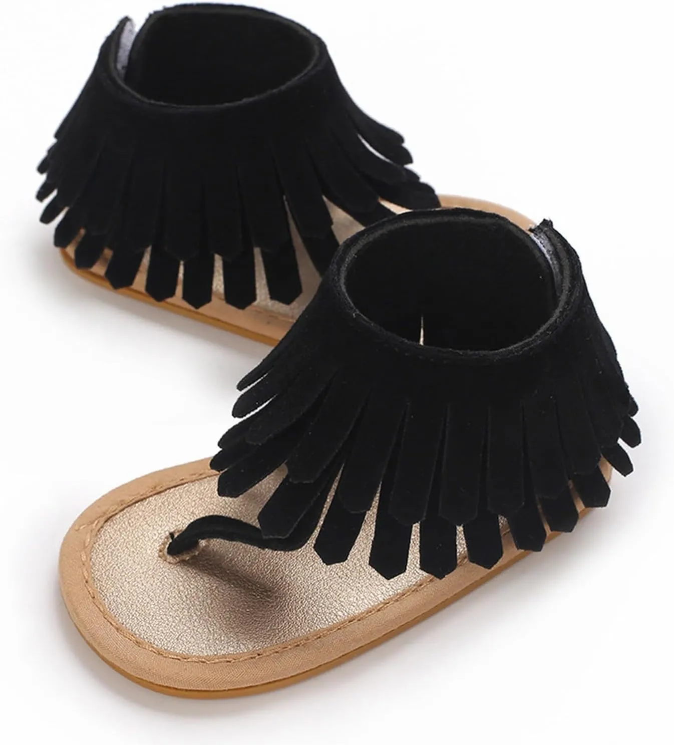 Baby Girls Boho Sandals Soft Sole Open Toe Flip Flops Kids Breathable Beach Flats Ankle Tassel Hook Loop Summer Shoes
