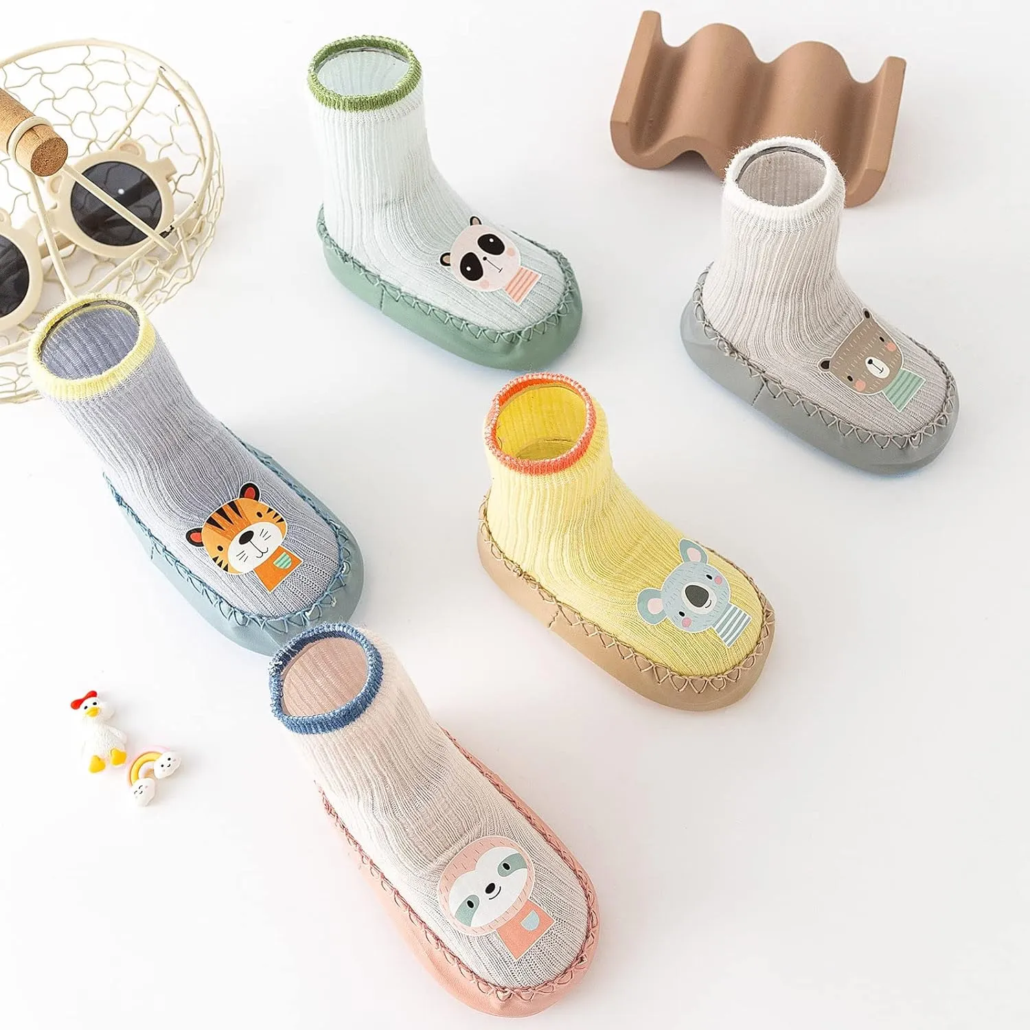 Baby Sock Shoes Infant Boys Girls Walking Shoes Non-Slip Breathable Slippers Soft Rubber Sole Slip On Sneakers