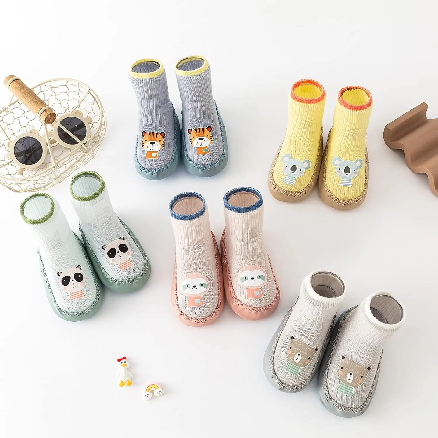 Baby Sock Shoes Infant Boys Girls Walking Shoes Non-Slip Breathable Slippers Soft Rubber Sole Slip On Sneakers
