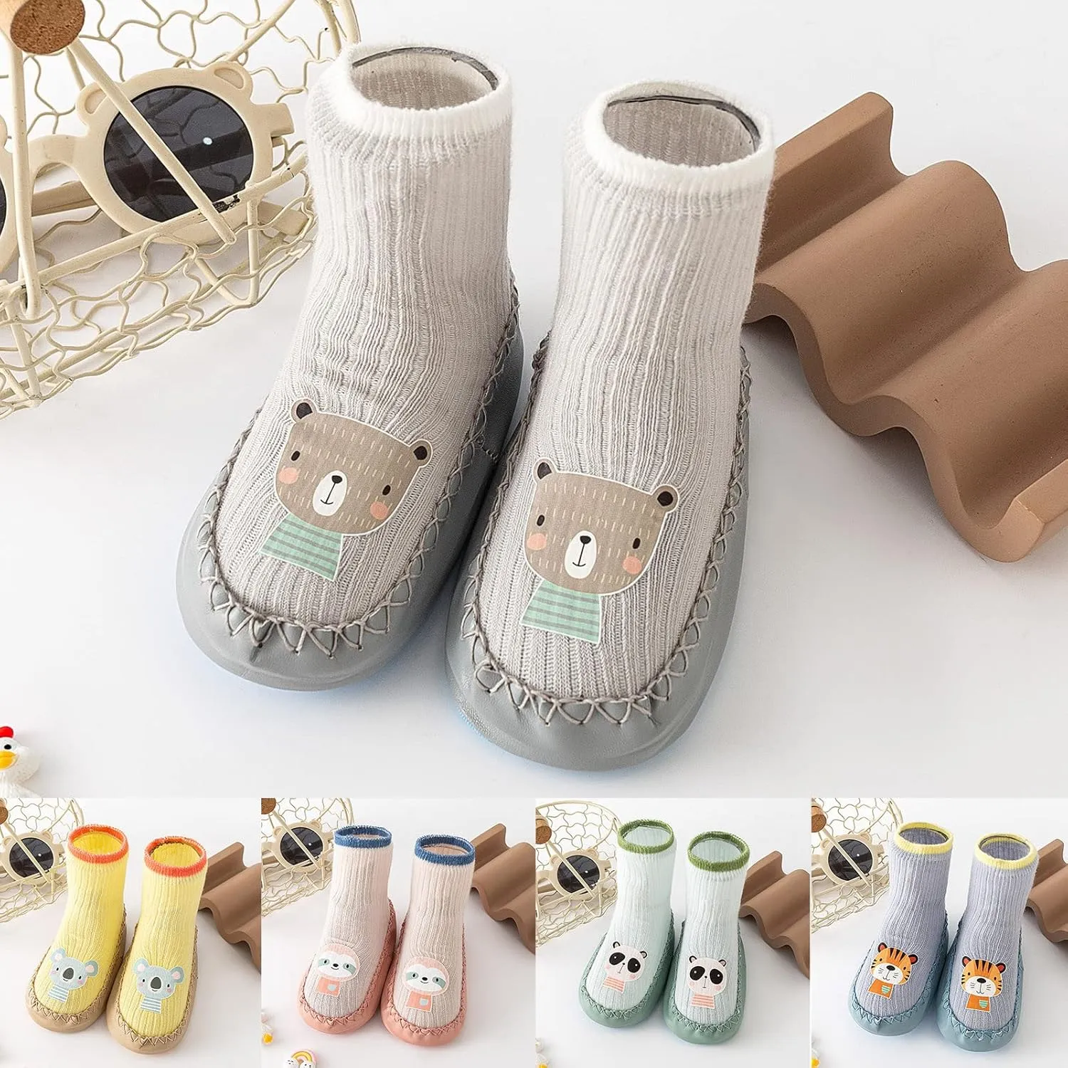 Baby Sock Shoes Infant Boys Girls Walking Shoes Non-Slip Breathable Slippers Soft Rubber Sole Slip On Sneakers