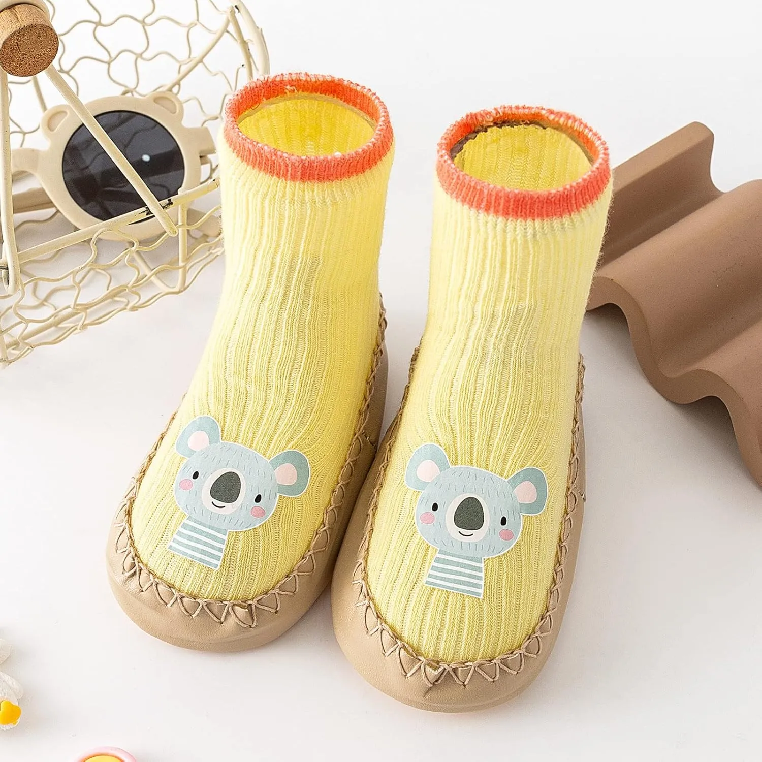 Baby Sock Shoes Infant Boys Girls Walking Shoes Non-Slip Breathable Slippers Soft Rubber Sole Slip On Sneakers