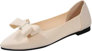 Ballet Flats for Women with Bow Classic Pointed Toe Flat Shoes Casual Dressy Slip On Comfort Work Office Dress Shoes