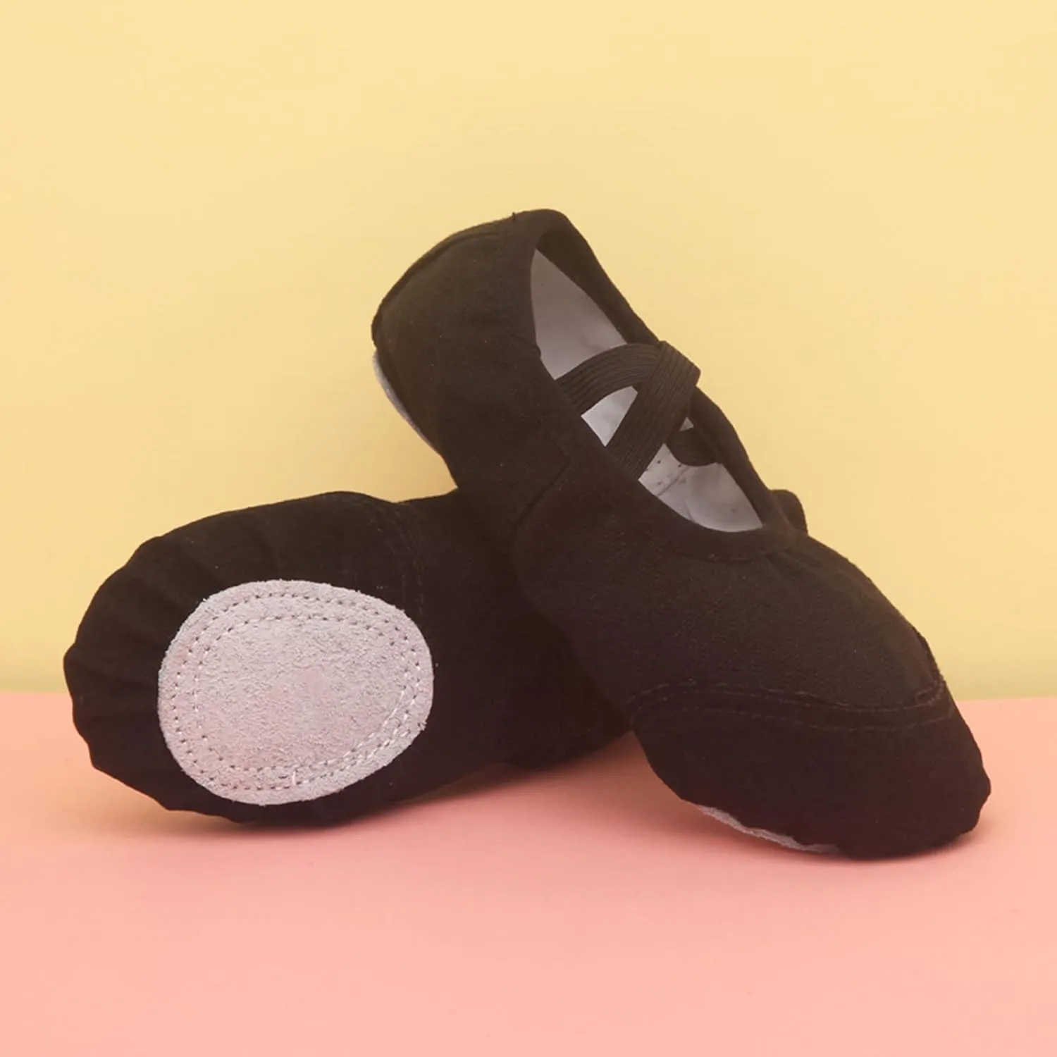 Ballet Shoes for Girls,Soft Leather Ballet Slippers No-Tie Warm Dance Yoga Practice Shoes for Toddler Girls