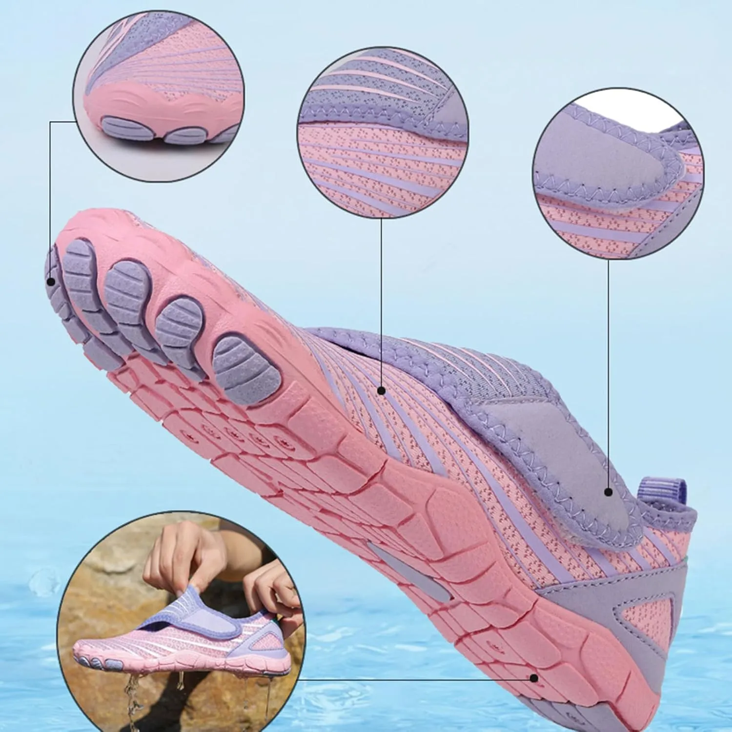 Barefoot Shoes for Women Men Lightweight Non-Slip Hiking Shoes Comfort Breathable Quick Dry Water Shoes Unisex Adjustable Wide Toe Box Shoes for Swimming Surfing Climbing Camping Runnin Riding