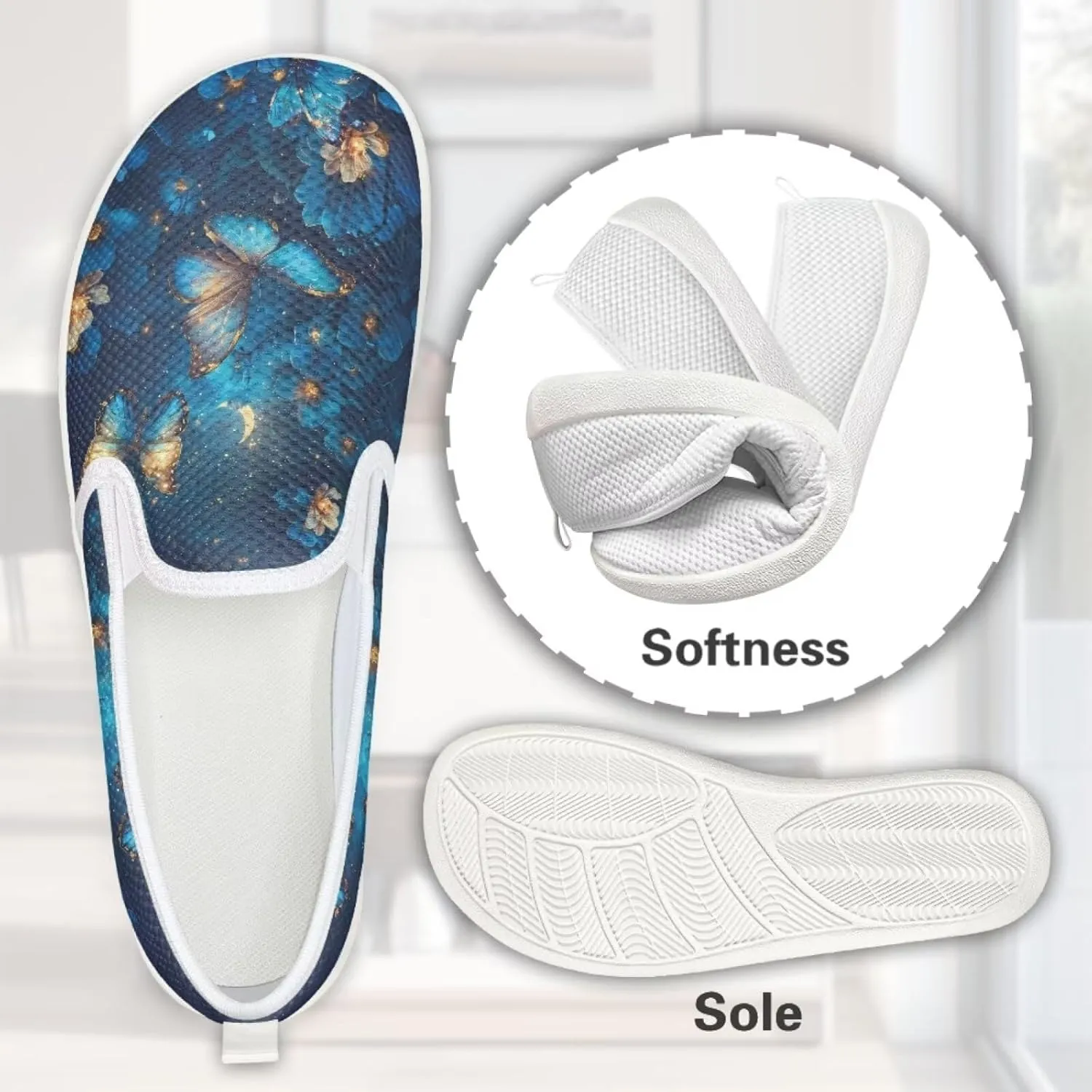 Binienty Women's Slip on Shoes Casual Low Cut Wide Toe Box Tennis Running Flats Athletic Walking Jogging Shoes