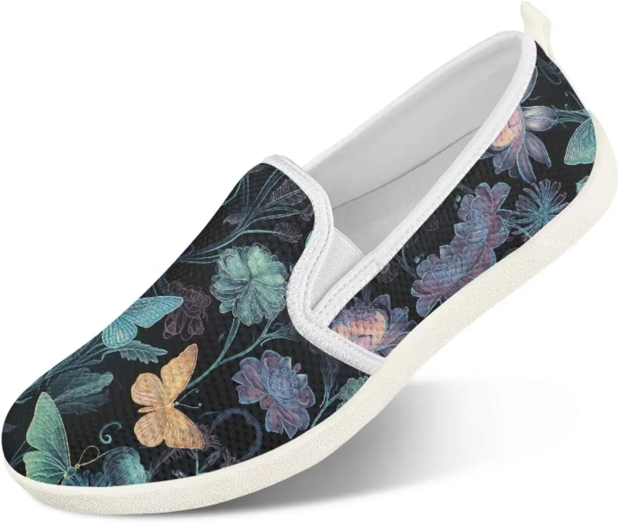 Binienty Women's Slip on Shoes Casual Low Cut Wide Toe Box Tennis Running Flats Athletic Walking Jogging Shoes