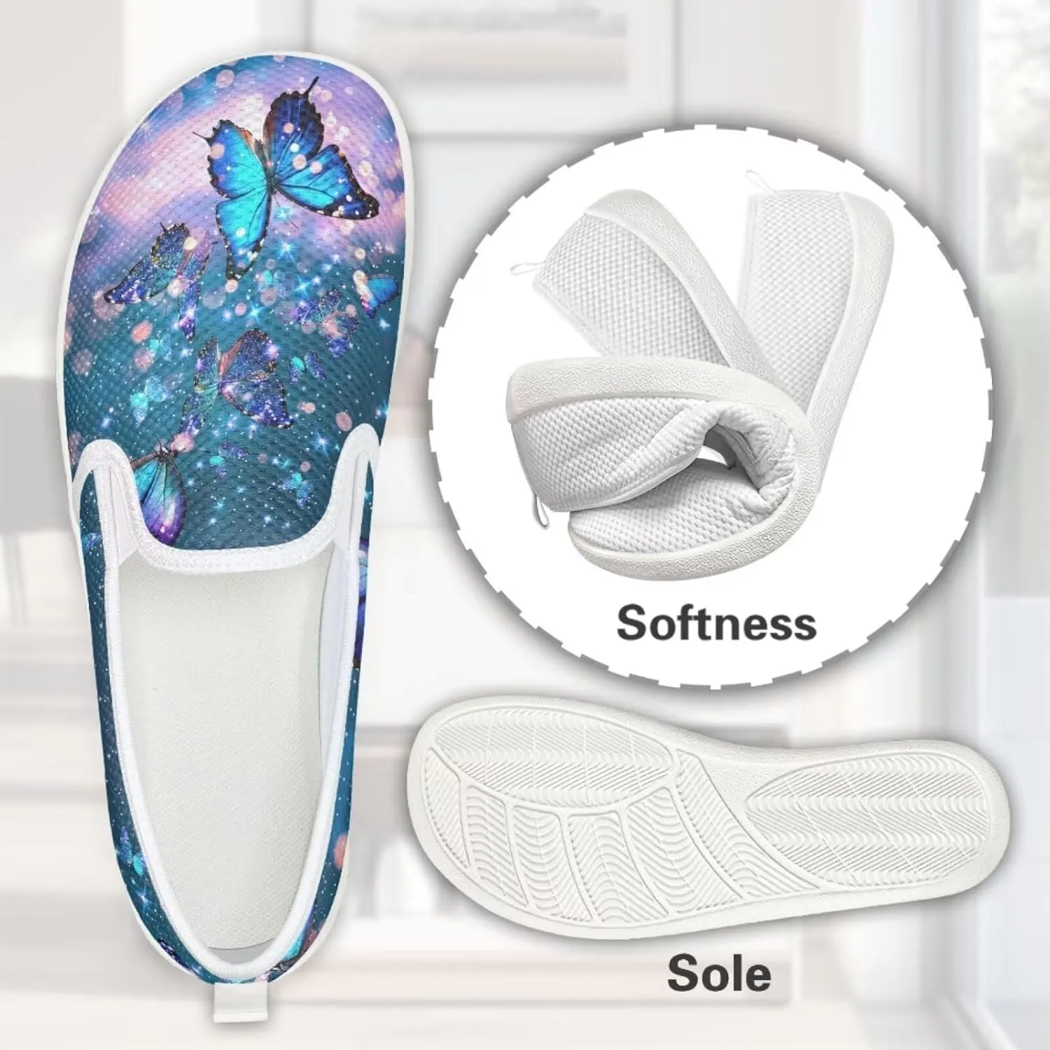 Binienty Women's Slip on Shoes Casual Low Cut Wide Toe Box Tennis Running Flats Athletic Walking Jogging Shoes