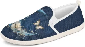 Binienty Women's Slip on Shoes Casual Low Cut Wide Toe Box Tennis Running Flats Athletic Walking Jogging Shoes