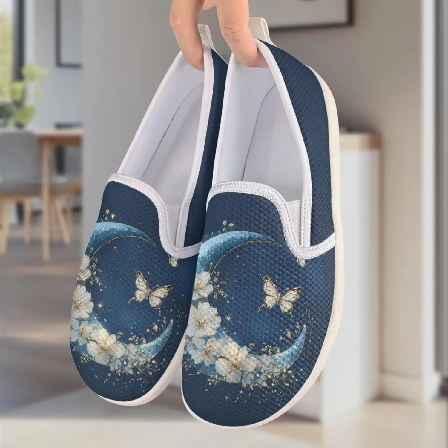 Binienty Women's Slip on Shoes Casual Low Cut Wide Toe Box Tennis Running Flats Athletic Walking Jogging Shoes