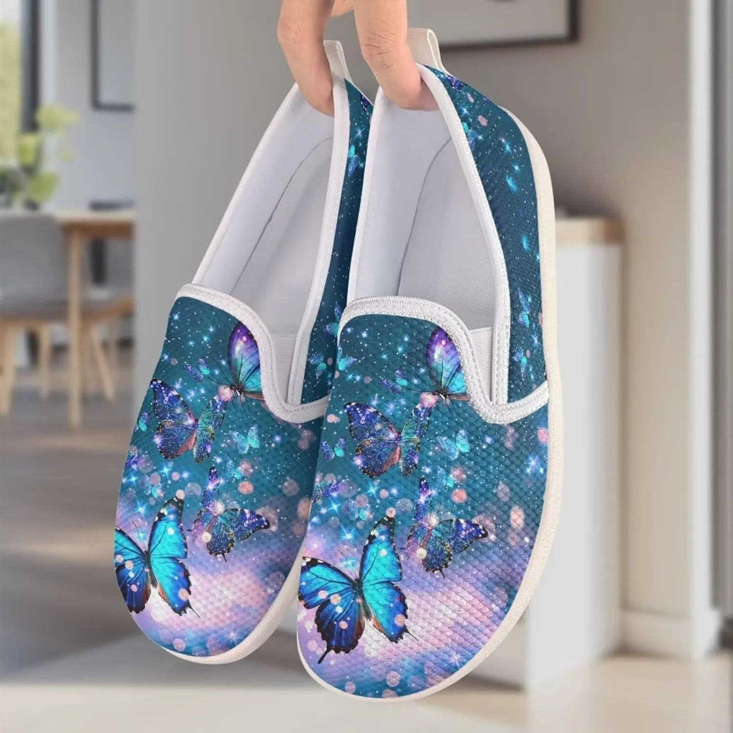 Binienty Women's Slip on Shoes Casual Low Cut Wide Toe Box Tennis Running Flats Athletic Walking Jogging Shoes