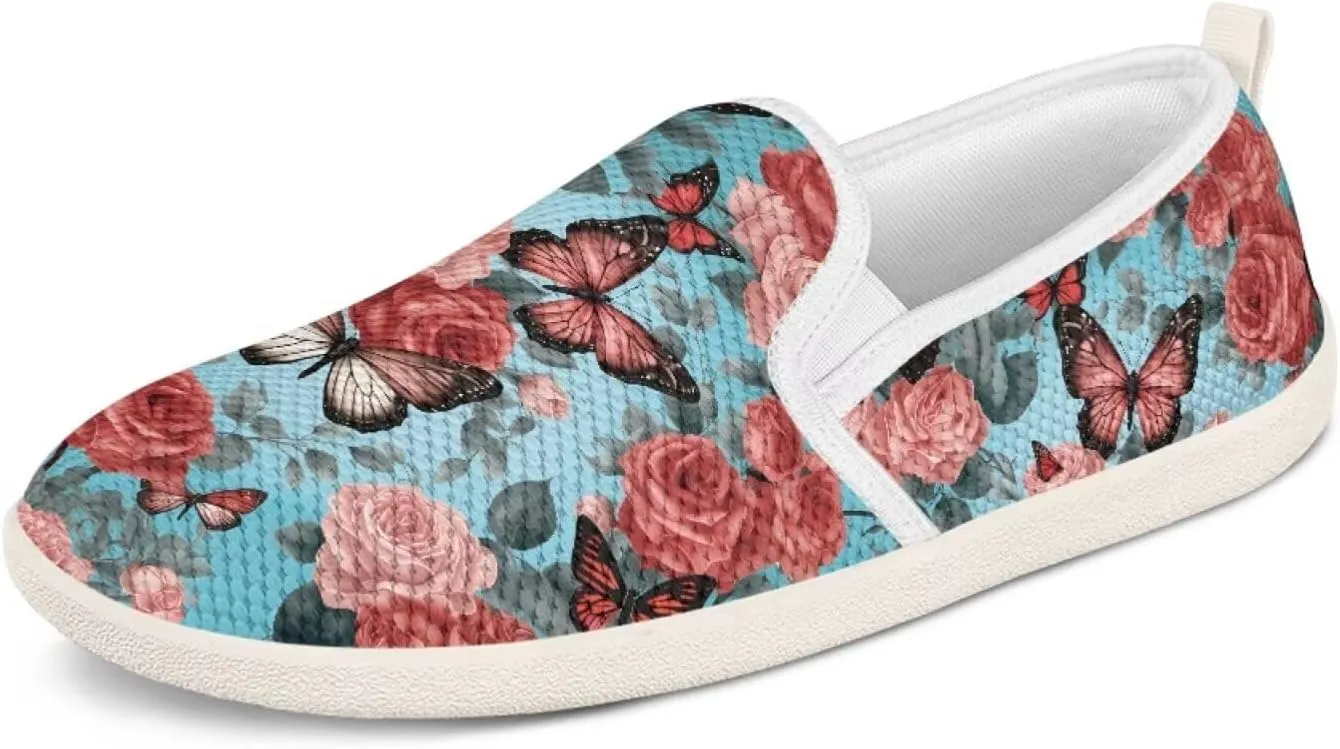 Binienty Women's Slip on Shoes Casual Low Cut Wide Toe Box Tennis Running Flats Athletic Walking Jogging Shoes