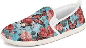 Binienty Women's Slip on Shoes Casual Low Cut Wide Toe Box Tennis Running Flats Athletic Walking Jogging Shoes