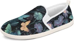 Binienty Women's Slip on Shoes Casual Low Cut Wide Toe Box Tennis Running Flats Athletic Walking Jogging Shoes