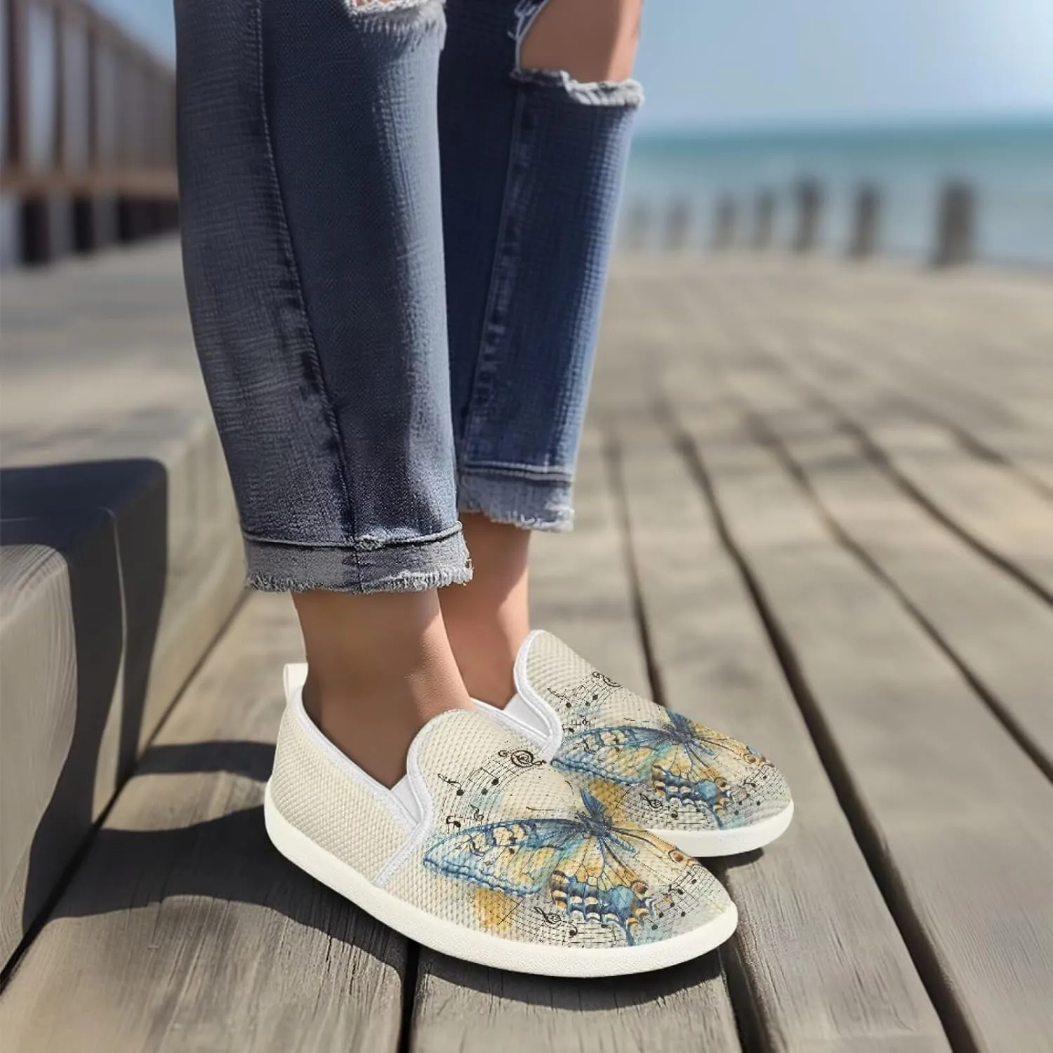 Binienty Women's Slip on Shoes Casual Low Cut Wide Toe Box Tennis Running Flats Athletic Walking Jogging Shoes