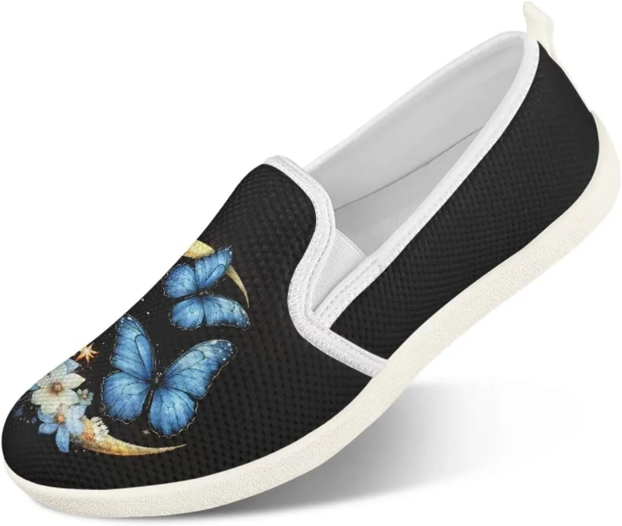 Binienty Women's Slip on Shoes Casual Low Cut Wide Toe Box Tennis Running Flats Athletic Walking Jogging Shoes