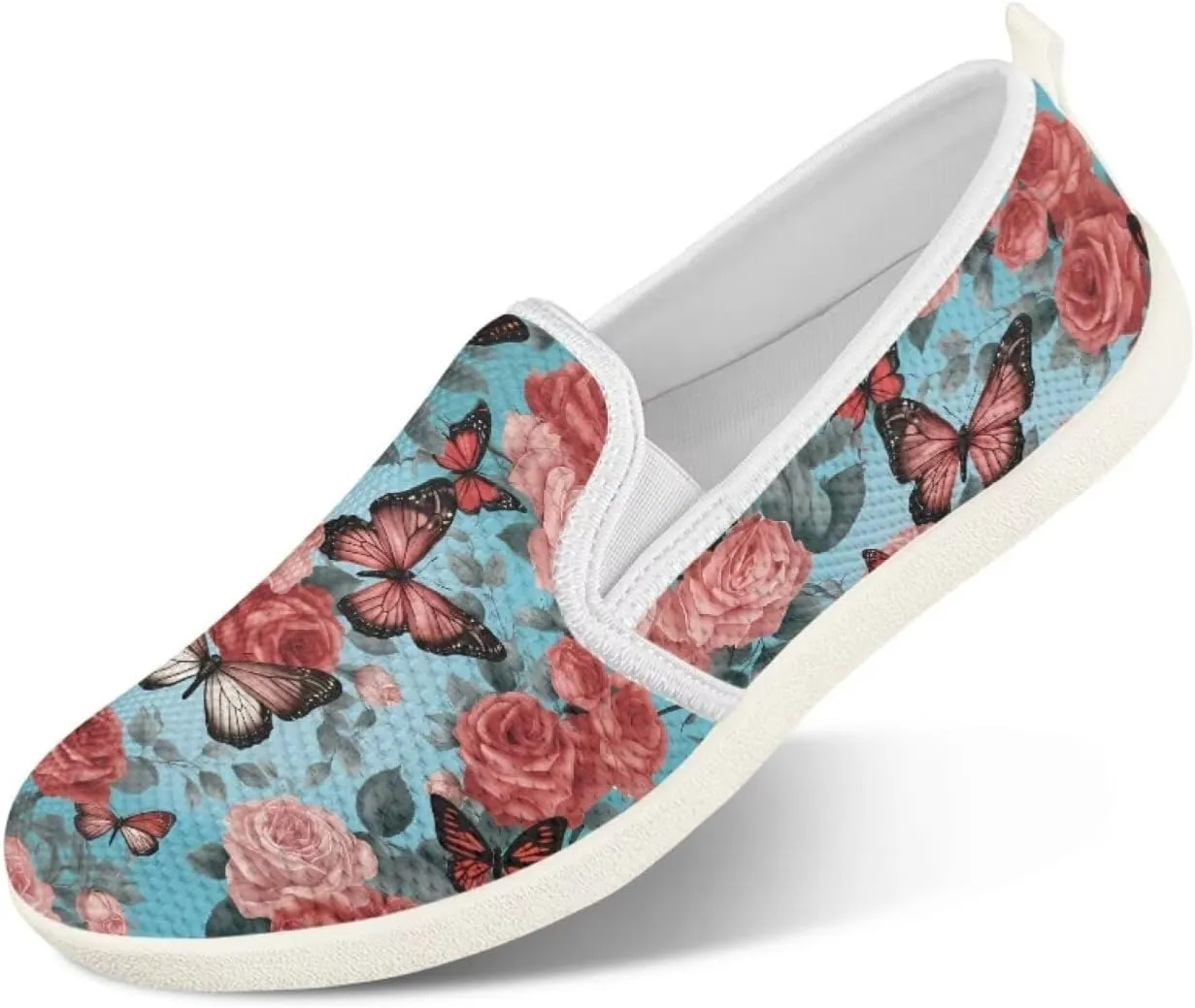 Binienty Women's Slip on Shoes Casual Low Cut Wide Toe Box Tennis Running Flats Athletic Walking Jogging Shoes