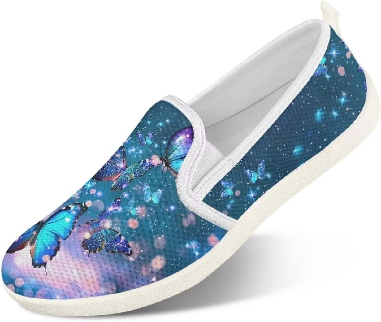 Binienty Women's Slip on Shoes Casual Low Cut Wide Toe Box Tennis Running Flats Athletic Walking Jogging Shoes