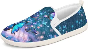 Binienty Women's Slip on Shoes Casual Low Cut Wide Toe Box Tennis Running Flats Athletic Walking Jogging Shoes