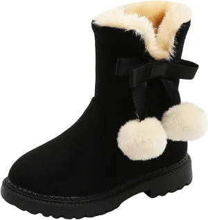 Boots for Girls Little Girls Suede Ankle Boots Slip-on Short Booties Winter Snow Boots Cozy Comfortable Walking Shoes
