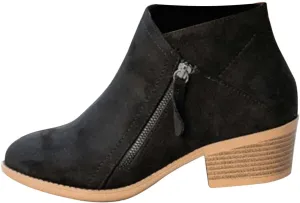 Boots for Women Ankle Booties 2022 Fall Fashion Side Zipper Pointed Toe Block Chunky Mid Heel Boots Solid Slip on Casual Comfy Ladies Shoes