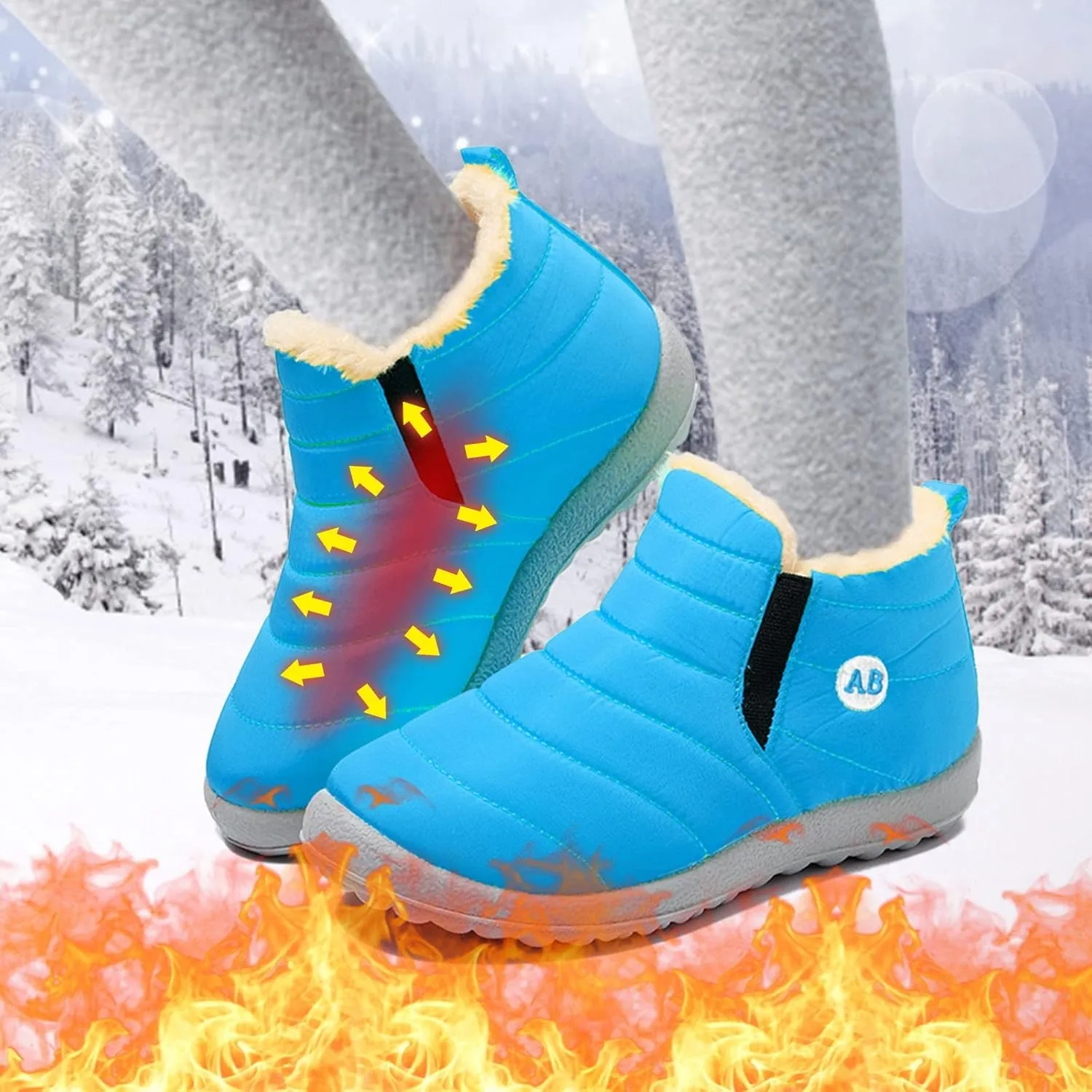 Boys Girls House Solid Plush Sneakers Winter Boots Flat Splashing Warm Short Tube Snow Boots High Heel Boots