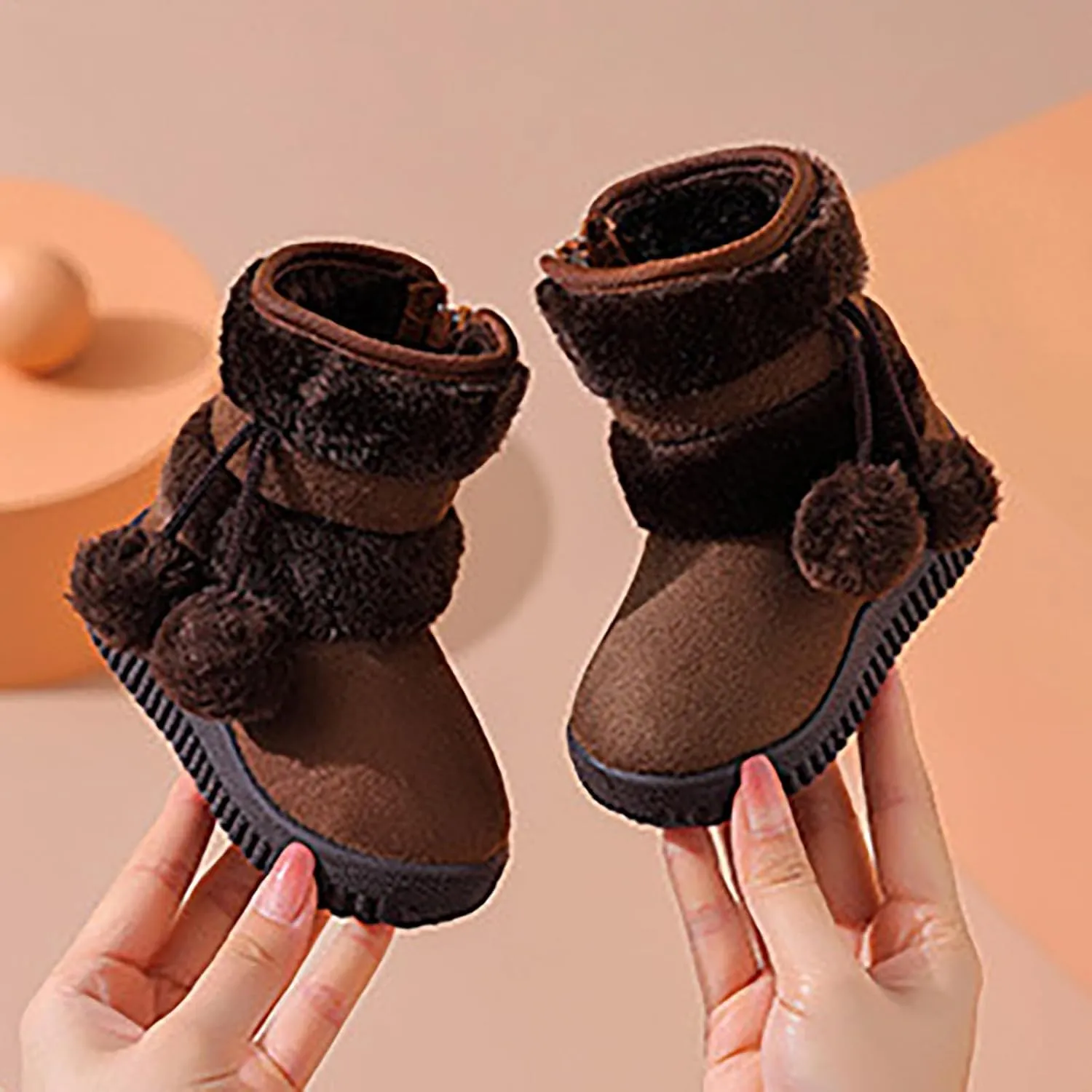 Boys Girls Wnter Snow Boots Faux Fur Lining Anti-Slip Winter Boots Outdoor Comfort Warm Ankle Booties Warm Shoes