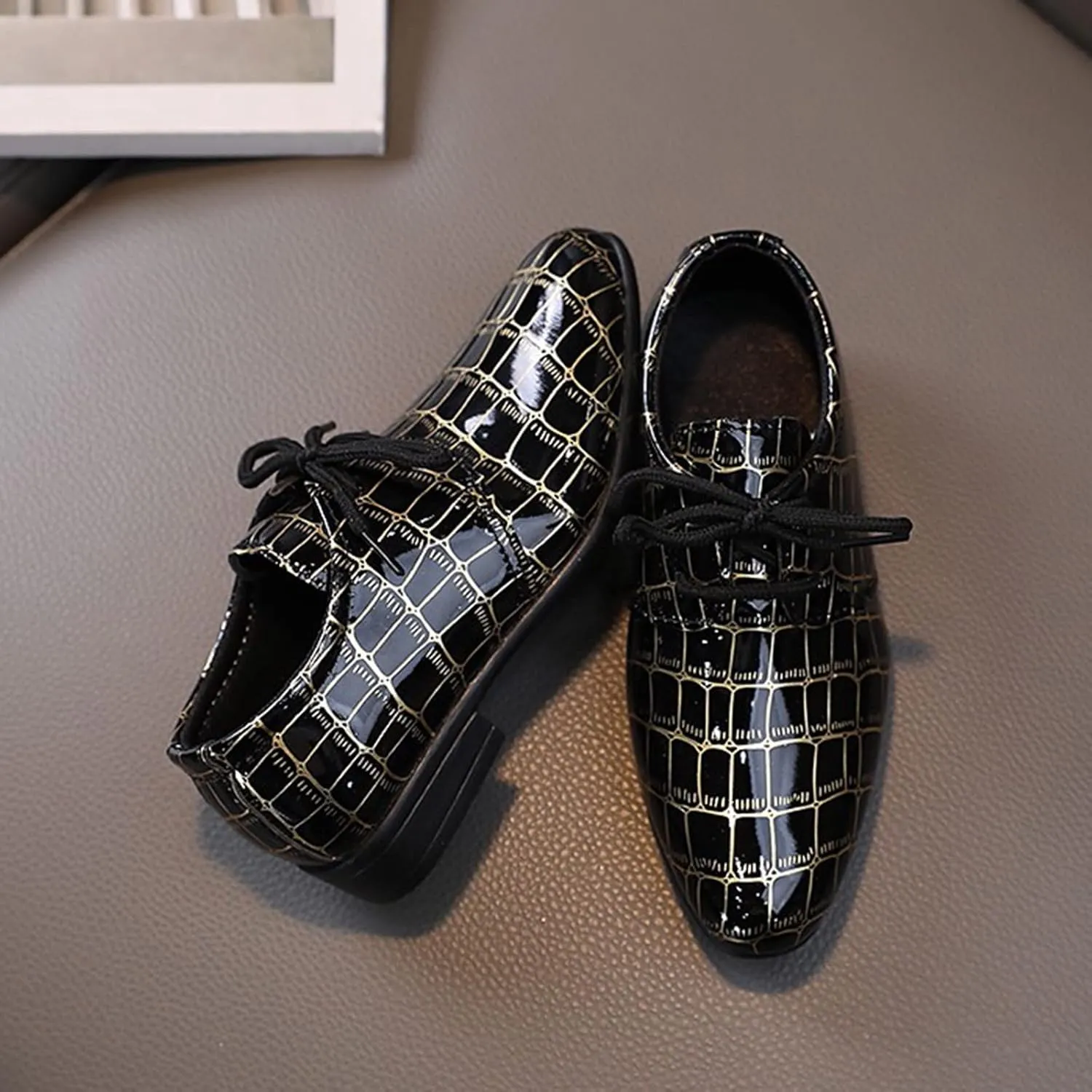 Boys Pointed Toe Dress Shoes Boy’s Wingtip Oxford Dress Formal Shoes Toddler L𝐚ce Up Loafer Wedding Leather Shoes