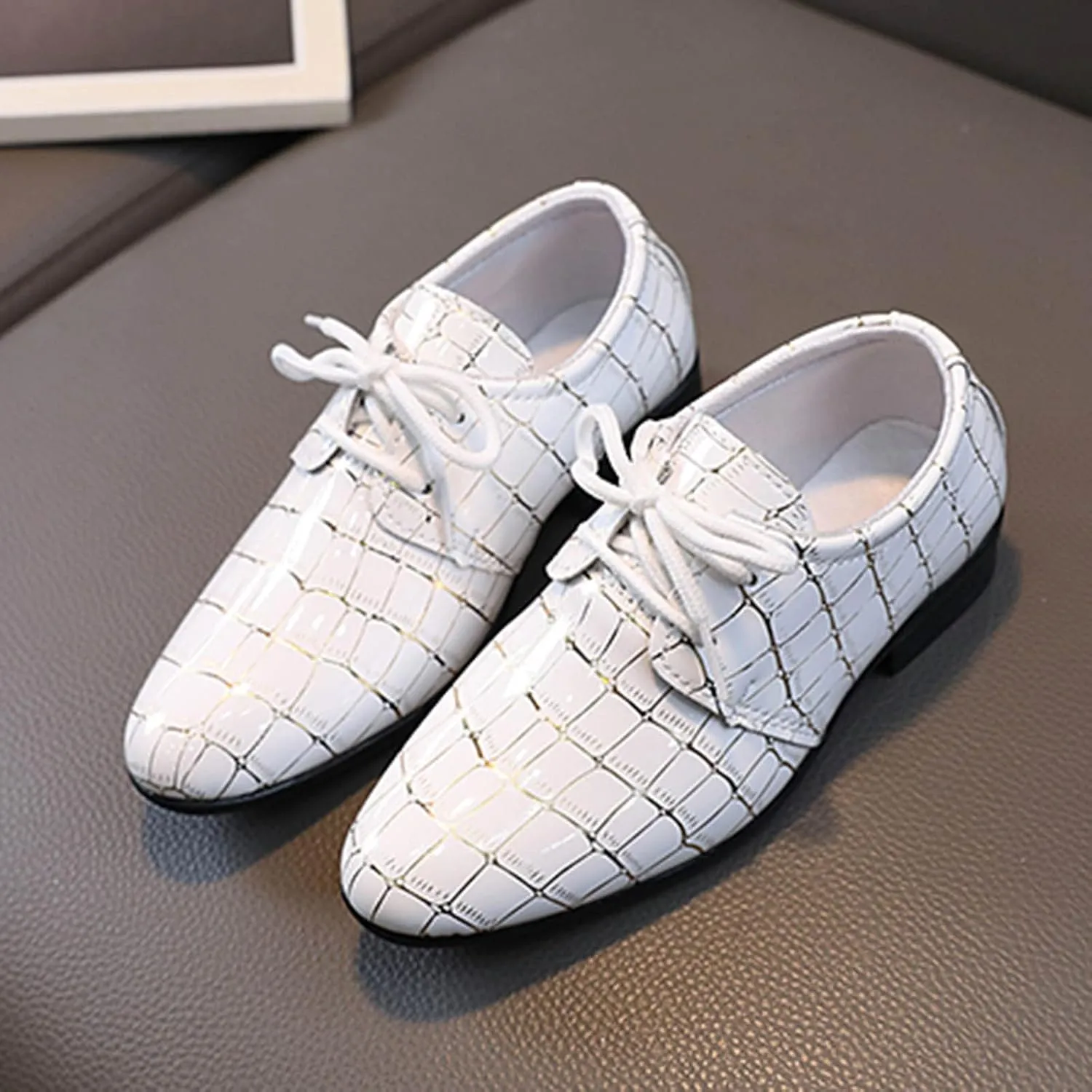 Boys Pointed Toe Dress Shoes Boy’s Wingtip Oxford Dress Formal Shoes Toddler L𝐚ce Up Loafer Wedding Leather Shoes
