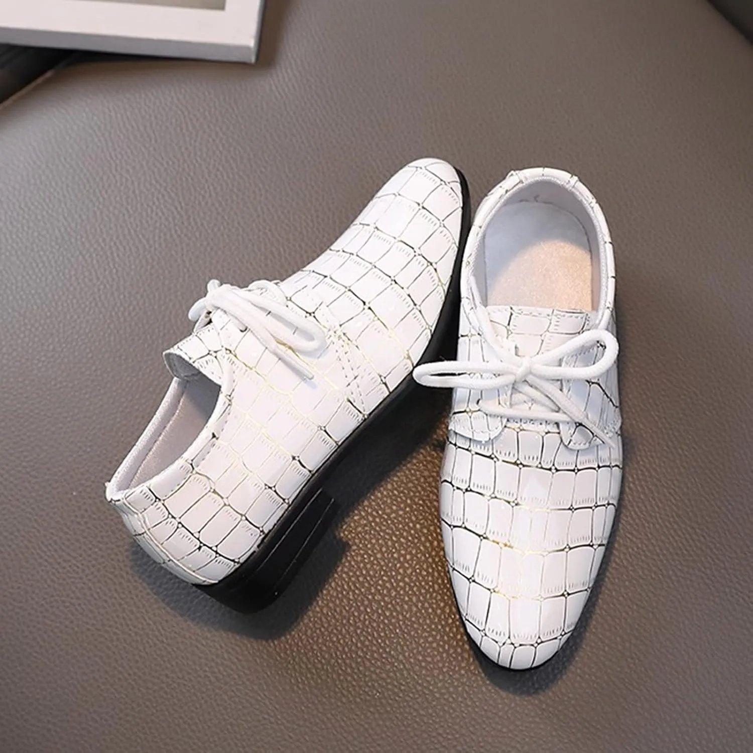 Boys Pointed Toe Dress Shoes Boy’s Wingtip Oxford Dress Formal Shoes Toddler L𝐚ce Up Loafer Wedding Leather Shoes