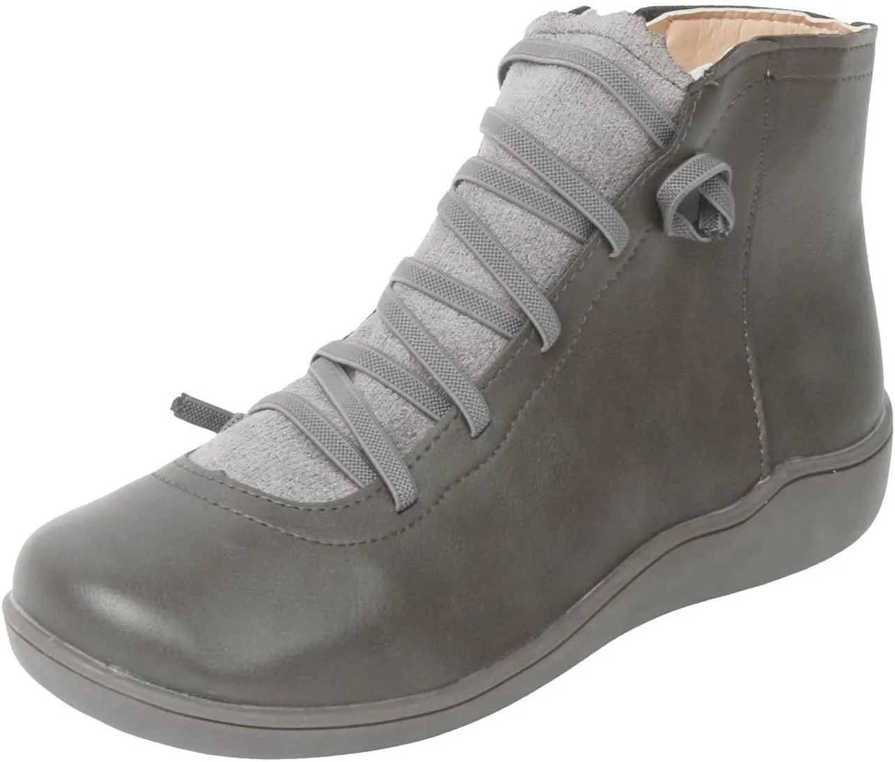 Cathalem Ankle Boots for Women, Womens Arch Support Low Heel Fashion Lace Up Zipper Booties Casual Walking Short Booties