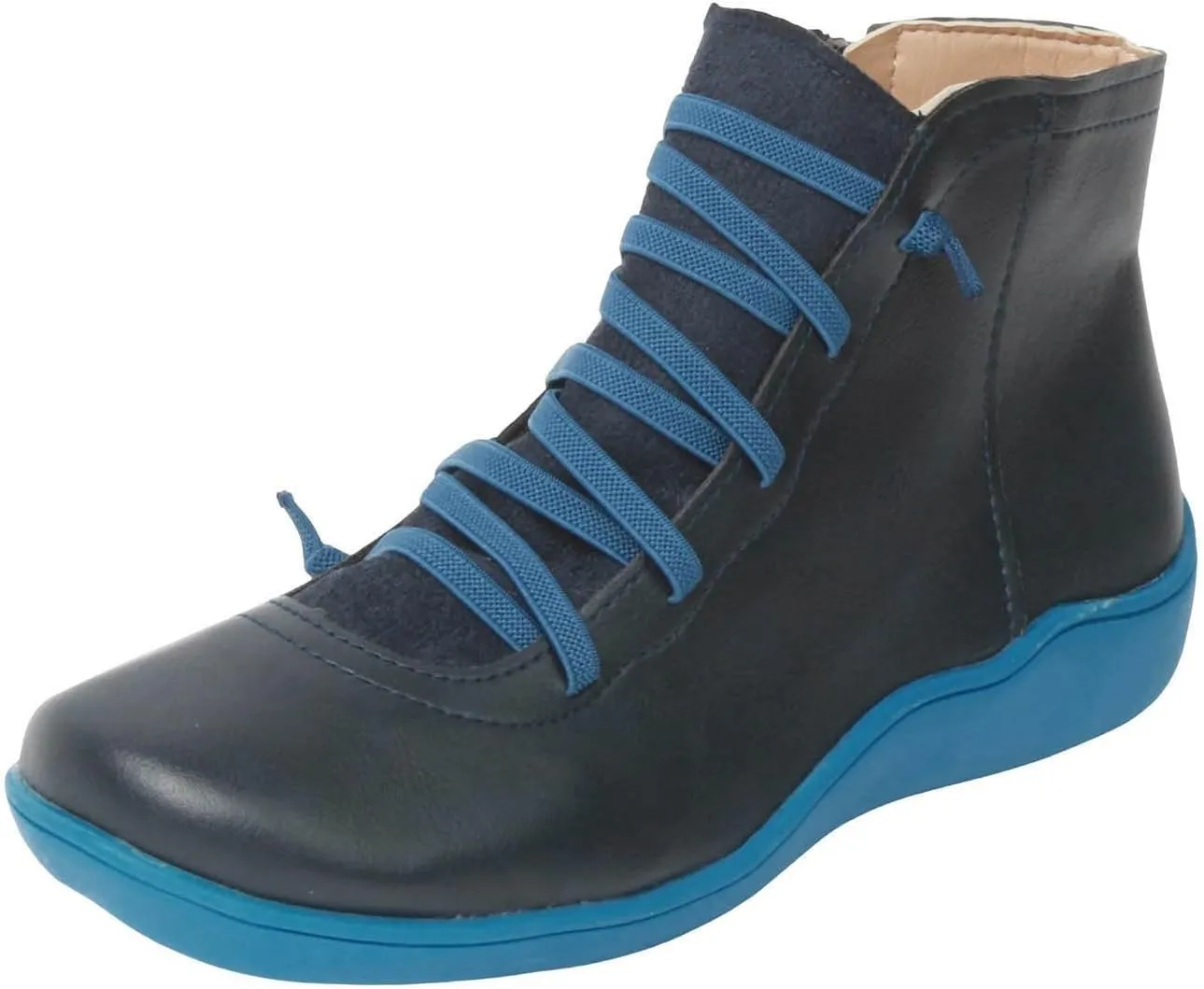Cathalem Ankle Boots for Women, Womens Arch Support Low Heel Fashion Lace Up Zipper Booties Casual Walking Short Booties
