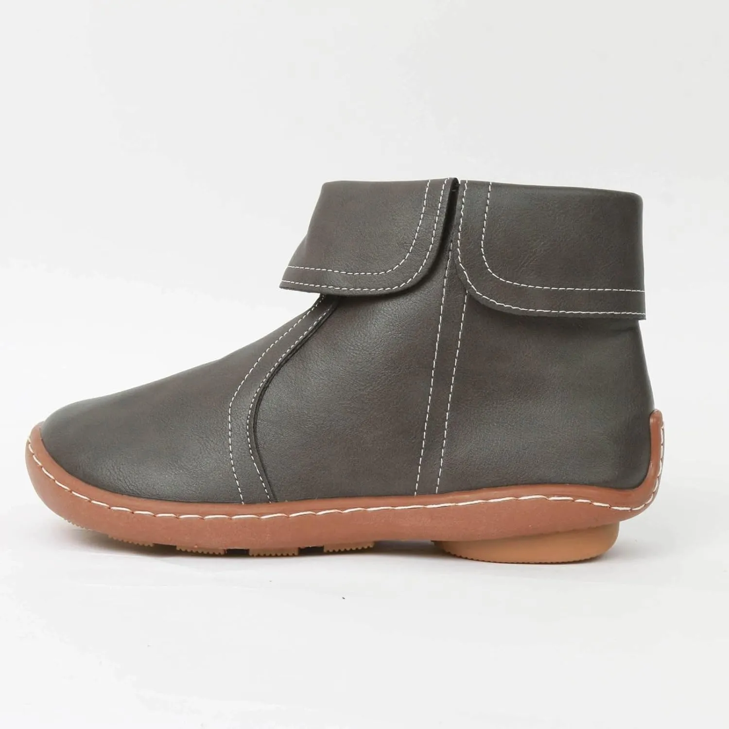 Cathalem Booties for Women 2024, 2024 New Flat Heel Booties Arch Support Booties Side Zip-up Vintage Leather Damping Shoes