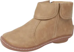 Cathalem Booties for Women 2024, 2024 New Flat Heel Booties Arch Support Booties Side Zip-up Vintage Leather Damping Shoes