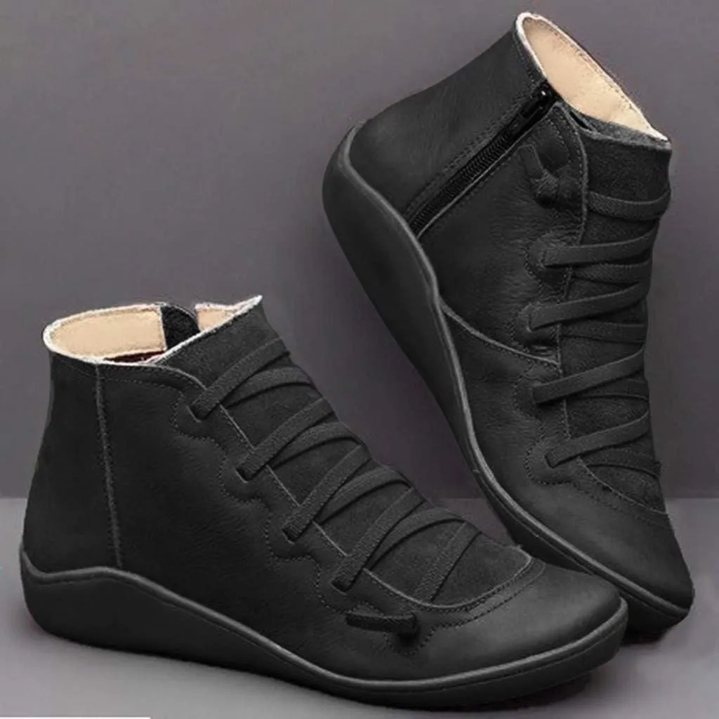 Cathalem Boots for Women 2024, Premium Orthopedic Ankle Boots Arch Support Leather Comfortable Side Zip Wedge Booties