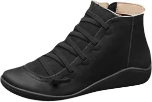 Cathalem Boots for Women 2024, Premium Orthopedic Ankle Boots Arch Support Leather Comfortable Side Zip Wedge Booties