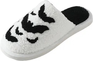 Cathalem Halloween Slippers for Women Retro Cozy Comfy Plush Warm Fur Lined House Slippers Lightweight Fuzzy Slip-on Shoes